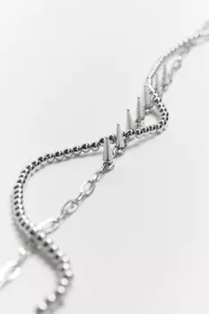 Набор цепочек на шею серебристых (2 штуки)