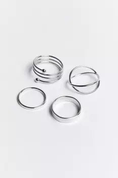 Набор колец серебристых (4 штуки)
