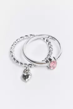 Набор колец с подвеской и кристаллом (2 штуки)