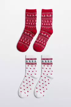 Набор носков с рождественским принтом (2 пары)