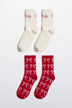 Набор носков с рождественским принтом (2 пары)