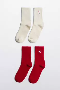 Набор носков с рождественской вышивкой (2 пары)