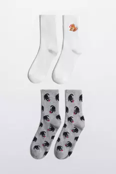 Набор носков высоких с принтом (2 пары)