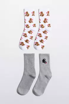 Набор носков высоких с принтом (2 пары)