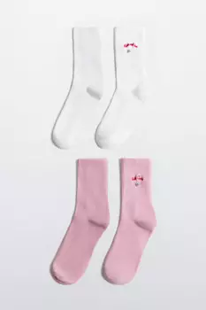 Набор носков высоких с вышивкой (2 пары)