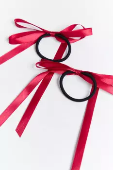 Набор резинок с атласными бантиками (2 штуки)