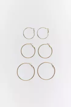 Набор серег-колец гладких (3 пары)