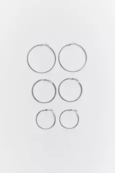 Набор серег-колец гладких (3 пары)
