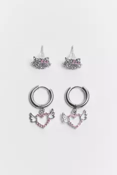 Набор серег со стразами (2 пары)