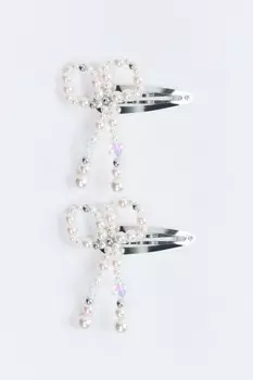 Набор заколок клик-клак с бантиками из бусин