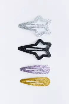 Набор заколок клик-клак с блестками (4 штуки)