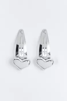 Набор заколок клик-клак с сердечком (2 штуки)