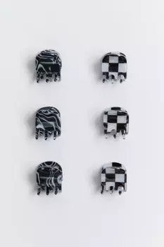 Набор заколок-крабиков с принтом (6 штук)