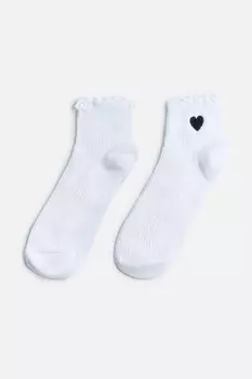 Носки короткие с оборками и сердечком