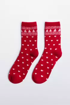 Носки теплые с рождественским принтом
