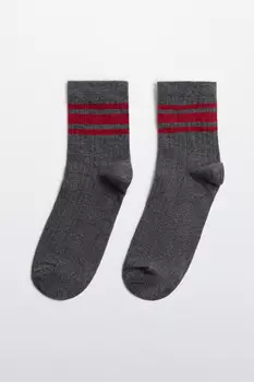 Носки в рубчик с полосками