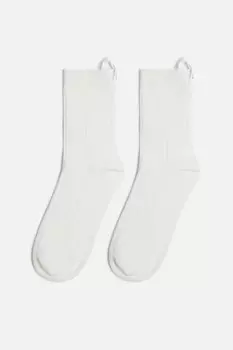 Носки в рубчик с ярлычком и надписью