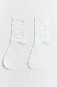 Носки высокие гладкие со стразами