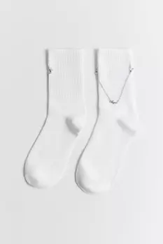 Носки высокие хлопковые с цепочкой