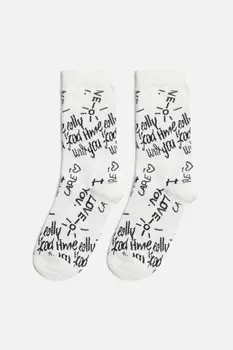 Носки высокие хлопковые с надписью