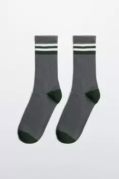 Носки высокие хлопковые с полосками