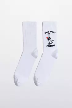 Носки высокие хлопковые с принтом