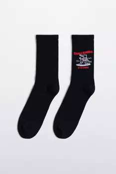 Носки высокие хлопковые с принтом