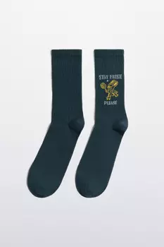 Носки высокие хлопковые с принтом