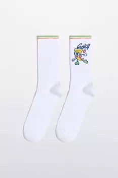 Носки высокие хлопковые с принтом