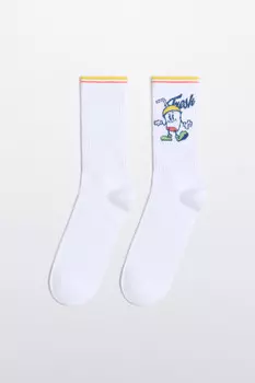 Носки высокие хлопковые с принтом