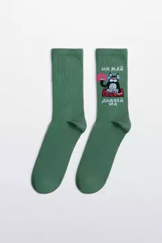 Носки высокие хлопковые с принтом