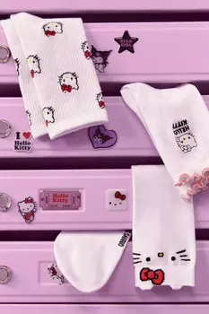 Носки высокие хлопковые с принтом