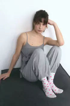 Носки высокие хлопковые с сердечками