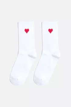 Носки высокие хлопковые с сердечком