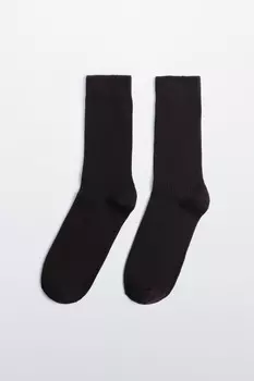 Носки высокие хлопковые в рубчик