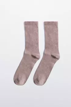 Носки высокие хлопковые в рубчик