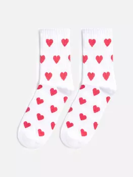 Носки высокие хлопковые в сердечко
