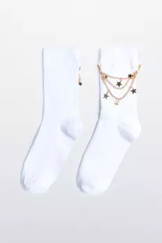 Носки высокие с цепочками и звездочками