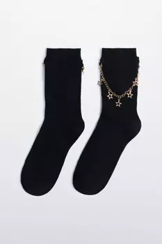 Носки высокие с цепочками и звездочками