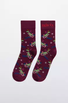 Носки высокие с новогодним принтом