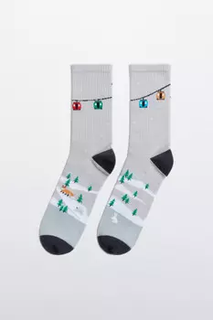 Носки высокие с новогодним принтом