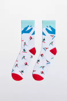 Носки высокие с новогодним принтом