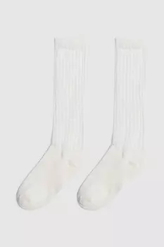 Носки высокие с полупрозрачной вставкой