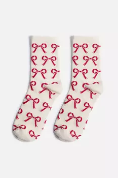 Носки высокие с принтом-бантиками