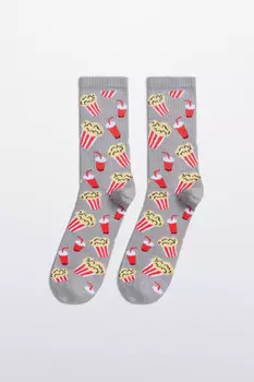 Носки высокие с принтом еды