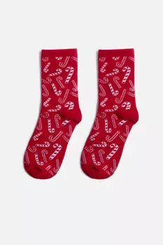 Носки высокие с рождественским принтом