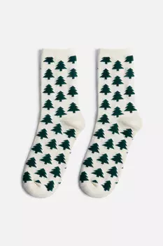 Носки высокие с рождественским принтом