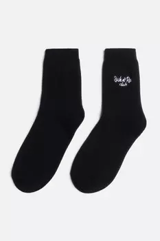 Носки высокие с вышитой надписью