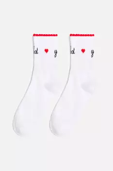 Носки высокие с принтом-надписью