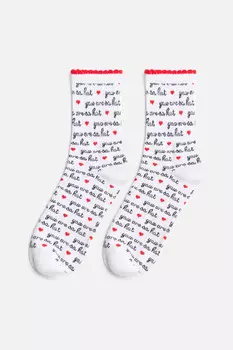 Носки высокие с принтом-надписью